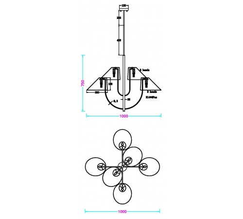 Люстра на штанге MyFar MR2390-6C Lukas