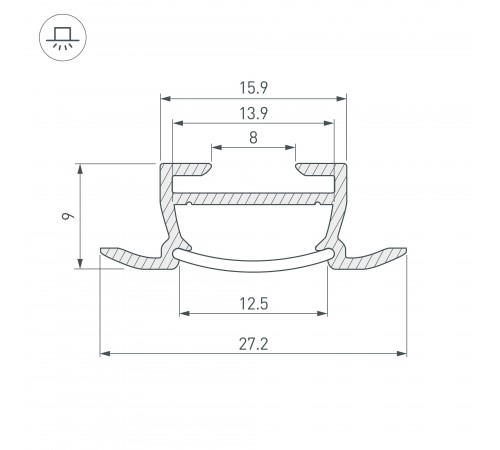 Профиль встраиваемый Arlight 016936 TK-F-2000 (CT) ANOD