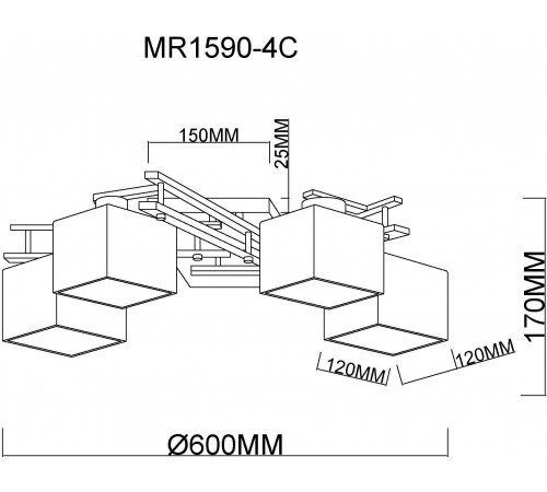 Потолочная люстра MyFar MR1590-4C Bona