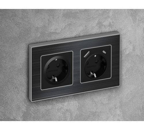 Накладка для розетки с заземлением и со шторками Ambrella Volt AP8070 Quant