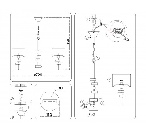 Подвесная люстра Ambrella Light LH71321 HIGH LIGHT