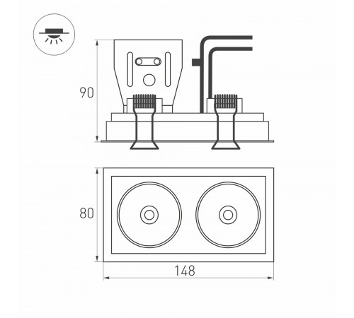 Встраиваемый светильник Arlight 026876 CL-SIMPLE-S148x80-2x9W Warm3000 (WH, 45 deg)