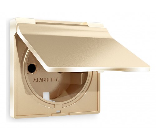 Накладка для розетки влагозащищенной с заземлением и со шторками с крышкой Ambrella Volt AP6080 Quant