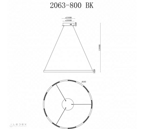Подвесной светильник iLedex 2063-D800 BK Vision