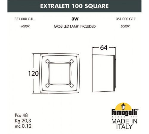 Встраиваемый светильник Fumagalli 3S1.000.000.WYG1L Leti
