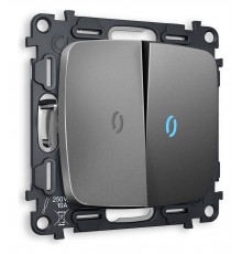 Выключатель двухклавишный с подсветкой без рамки Ambrella Volt MO654020 Quant