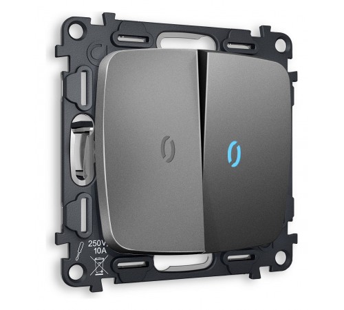 Выключатель двухклавишный с подсветкой без рамки Ambrella Volt MO654020 Quant