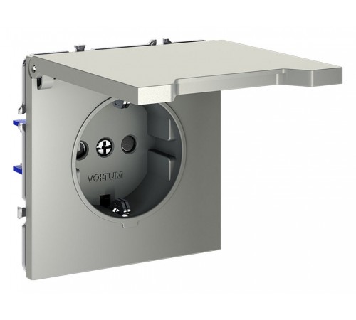 Розетка с заземлением и со шторкой, без рамки с крышкой Voltum VLS040305 S70