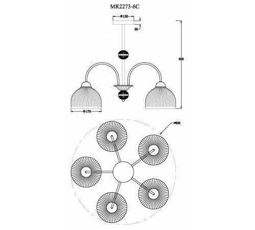 Люстра на штанге MyFar MR2273-5С Flora