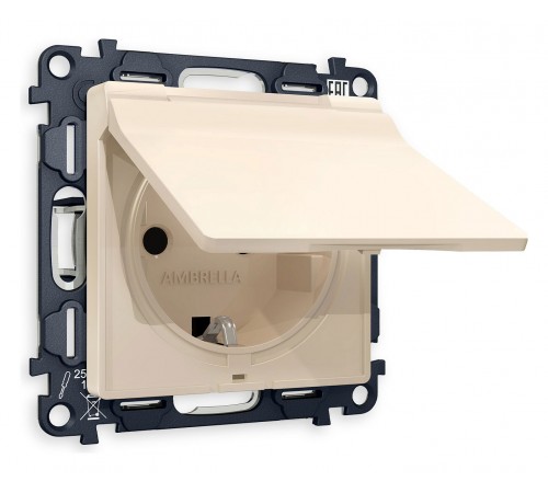 Розетка с заземлением и со шторкой, без рамки с крышкой Ambrella Volt MA328010 Quant