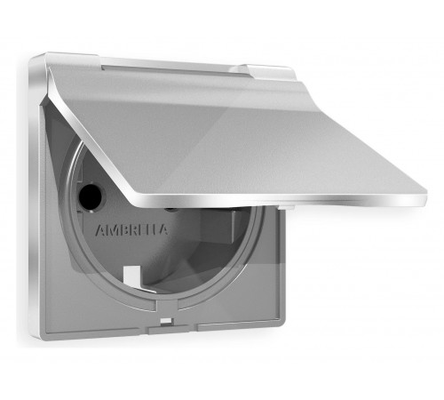 Накладка для розетки влагозащищенной с заземлением и со шторками с крышкой Ambrella Volt AP4080 Quant