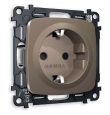 Розетка с заземлением и со шторкой, без рамки Ambrella Volt MO637010 Quant