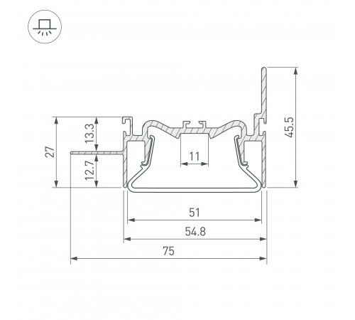 Профиль встраиваемый угловой внутренний Arlight 035771 FOLED