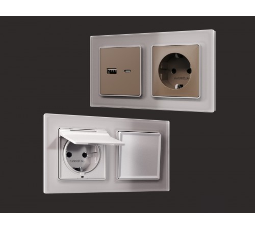 Рамка на 4 поста Ambrella Volt AF330504 Platos Стекло органическое