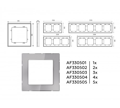 Рамка на 4 поста Ambrella Volt AF330504 Platos Стекло органическое