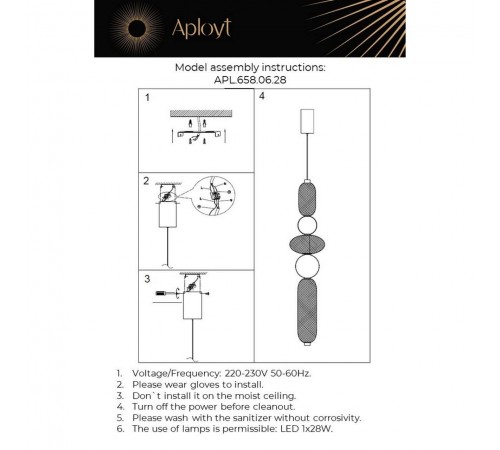 Подвесной светильник Aployt APL.658.06.28 Nikusia