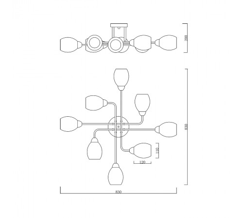 Люстра на штанге Escada 1132/8P Black Hope