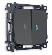 Выключатель проходной двухклавишный с подсветкой без рамки Ambrella Volt MO904040 Quant