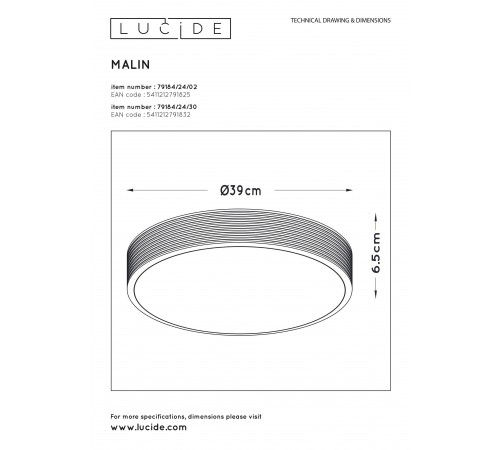 Накладной светильник Lucide 79184/24/02 Malin