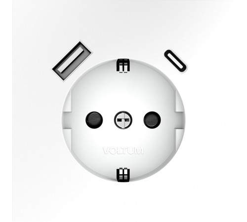 Розетка с заземлением и со шторкой и 2хUSB type A и C, без рамки Voltum VLS040502 S70