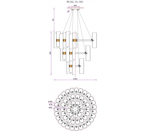 Подвесная люстра Wertmark WE162.54.303 Franka