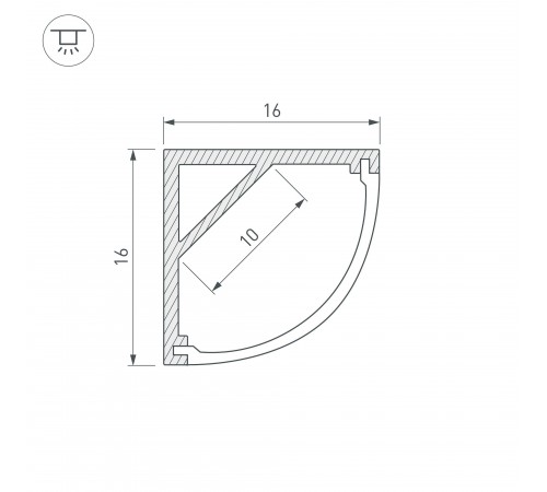 Профиль накладной угловой внутренний Arlight 16178 ARH-KANT-H16-2000 ANOD