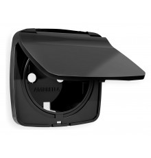 Накладка для розетки влагозащищенной с заземлением и со шторками с крышкой Ambrella Volt OP8080 Quant