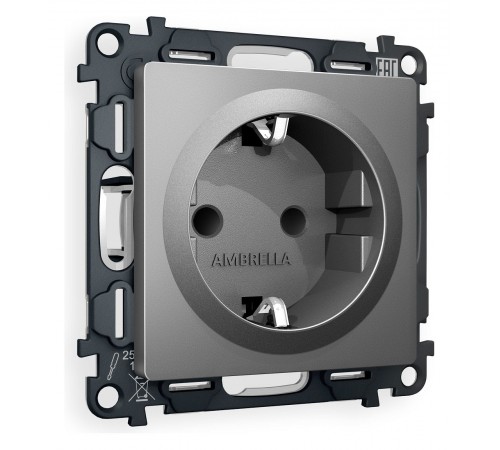 Розетка с заземлением и со шторкой, без рамки Ambrella Volt MA657010 Quant