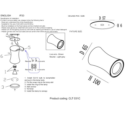 Светильник потолочный Crystal Lux CLT 031C WH