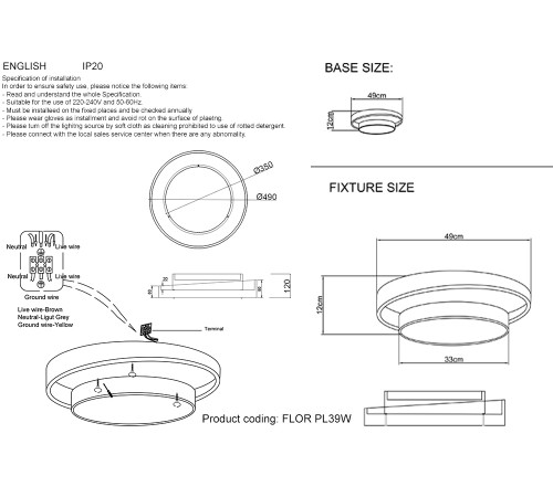 Светильник потолочный Crystal Lux FLOR PL39W LED 4000K GR