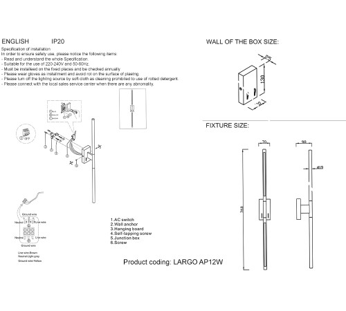 Бра Crystal Lux LARGO AP12W GOLD