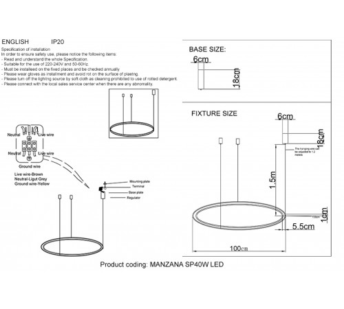 Люстра Crystal Lux MANZANA SP40W LED BLACK