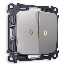 Выключатель проходной двухклавишный с подсветкой без рамки Ambrella Volt MO504030 Quant