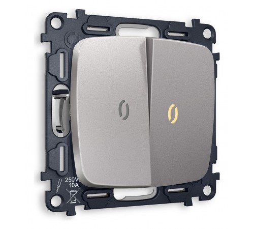 Выключатель проходной двухклавишный с подсветкой без рамки Ambrella Volt MO504030 Quant