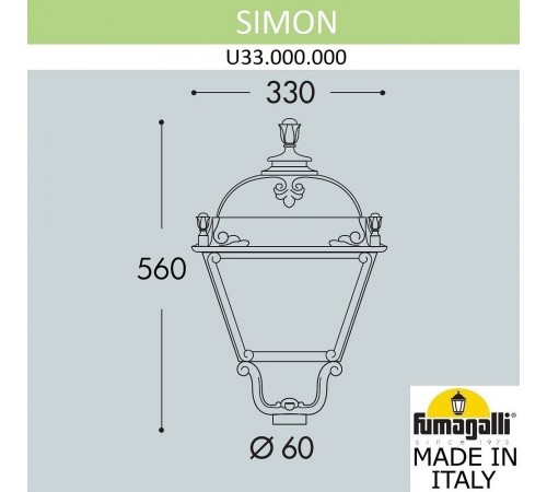 Плафон полимерный Fumagalli U33.000.000.AXH27 Simon
