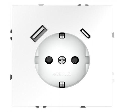 Розетка с заземлением и со шторкой и 2хUSB type A и C, без рамки Voltum VLS040502 S70