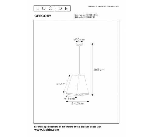 Подвесной светильник Lucide 30495/03/38 Gregory