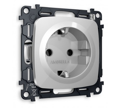 Розетка с заземлением, без рамки Ambrella Volt MO406010 Quant