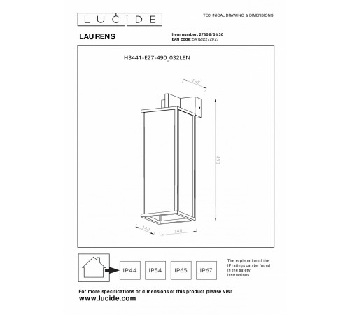 Светильник на штанге Lucide 27806/01/30 Laurens