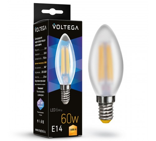 Лампа светодиодная Voltega 7207 Candel matt 6W