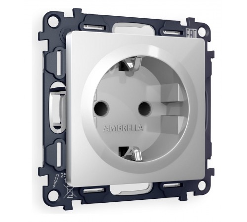 Розетка с заземлением и со шторкой, без рамки Ambrella Volt MA407010 Quant