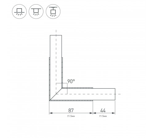 Соединитель угловой L-образный накладной Arlight 031268 KLUS