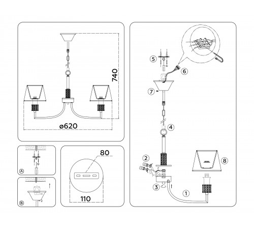 Подвесная люстра Ambrella Light LH71214 HIGH LIGHT