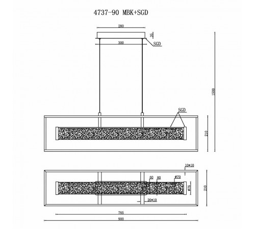 Подвесной светильник iLedex 4737-90 MBK+SGD Look