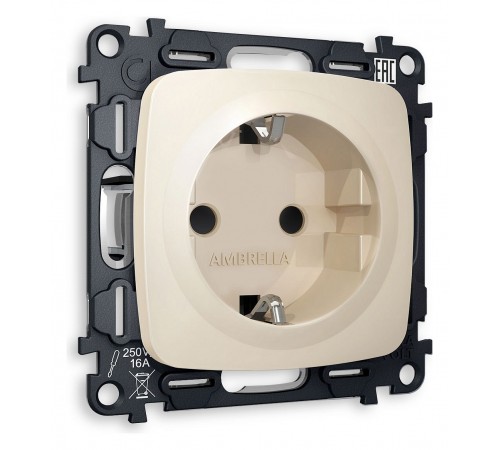 Розетка с заземлением и со шторкой, без рамки Ambrella Volt MO327010 Quant