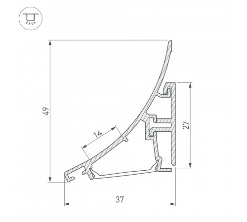 Профиль Arlight 021649 KARNIZ-R-2000 ANOD