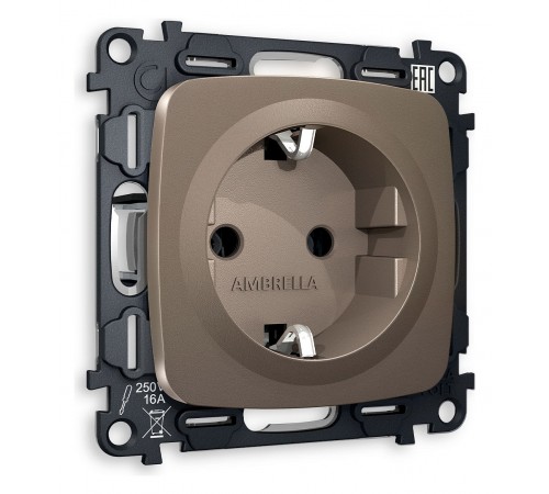Розетка с заземлением, без рамки Ambrella Volt MO636010 Quant