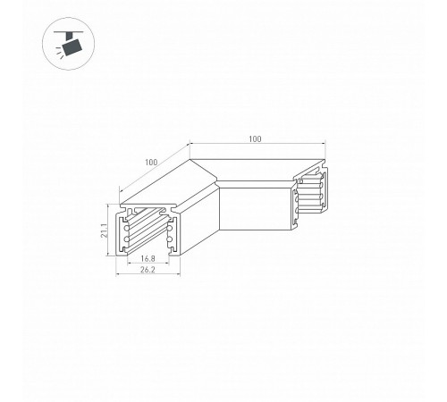 Соединитель угловой внешний для треков накладных Arlight 037322 MAG-ORIENT