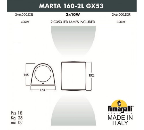 Светильник на штанге Fumagalli 2A6.000.000.WXD2L Marta