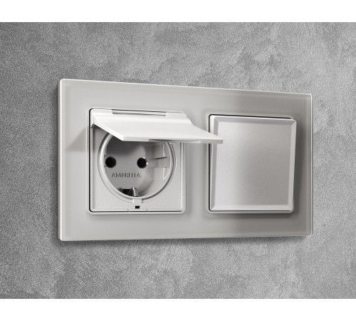 Накладка для розетки влагозащищенной с заземлением и со шторками с крышкой Ambrella Volt AP4080 Quant